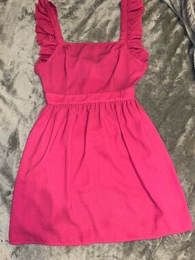 Shein Hot Pink Women’s Medium Ruffle Trim A-Line Dress